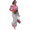 Printed Short-Sleeved Baseball Jacket