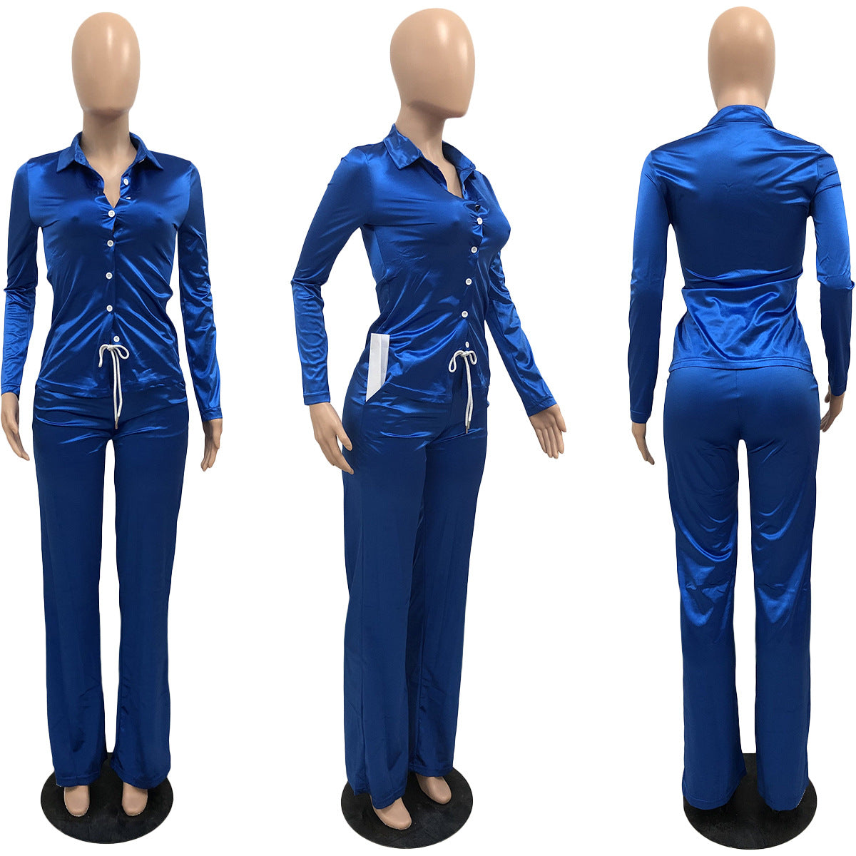 Two Piece Elastic Satin Lace Up Set