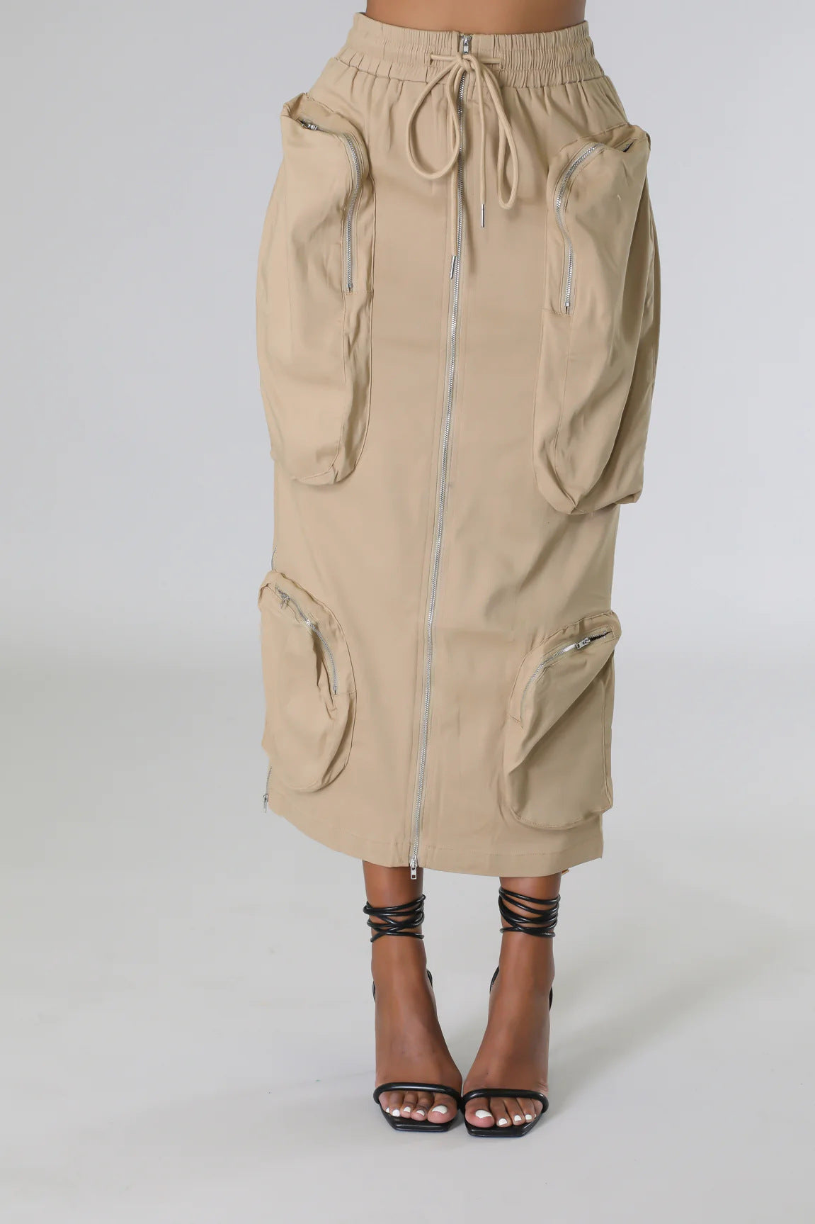 Pocket Workwear Large Lace Up Skirt
