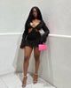 Long Sleeve Mesh Wave Pattern Sexy Short Dress