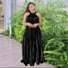 Sleeveless Off Shoulder Simulated Silk Pleated Large Swing Dress
