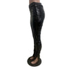 Crimp Slit Fleece-Lined PU Leather Pile Pants