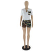 Solid Camouflage Short-Sleeved Shorts T 2PC Set