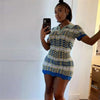 Knitted Dress Polo Color Contrast Dress