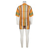 Hollow out See-through Contrast Color Lapels Knitted Shorts Suit