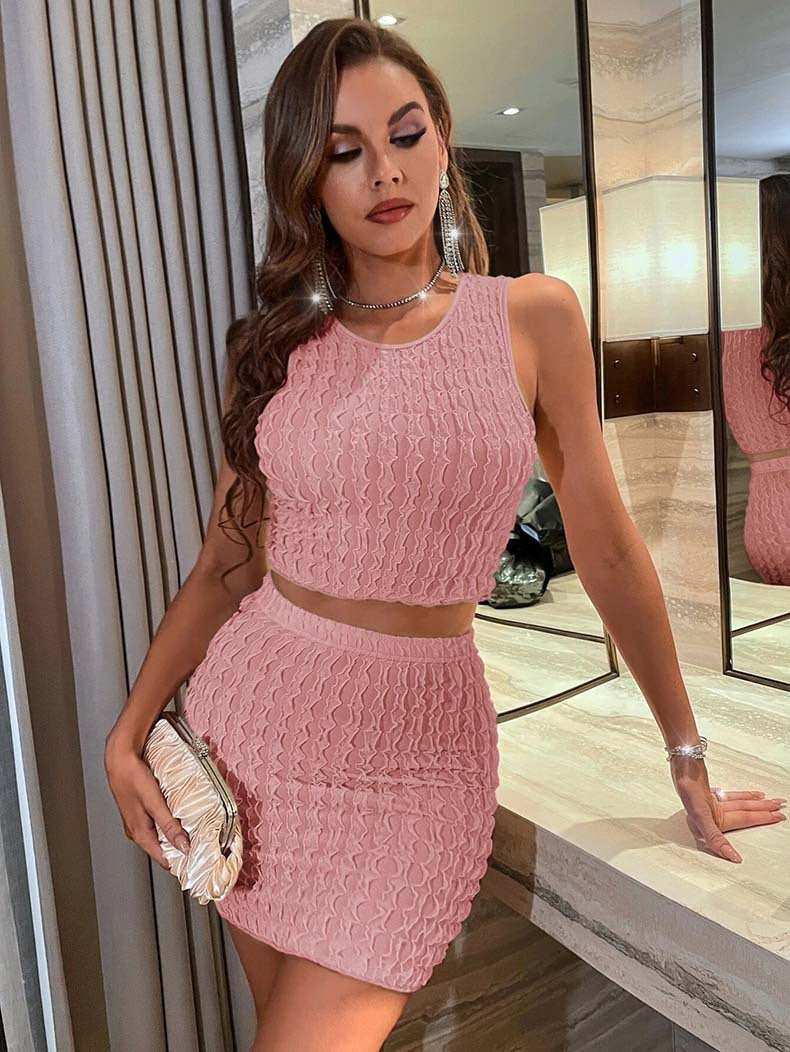 Small Tank Top High Waist Hip Tight Skirt Set