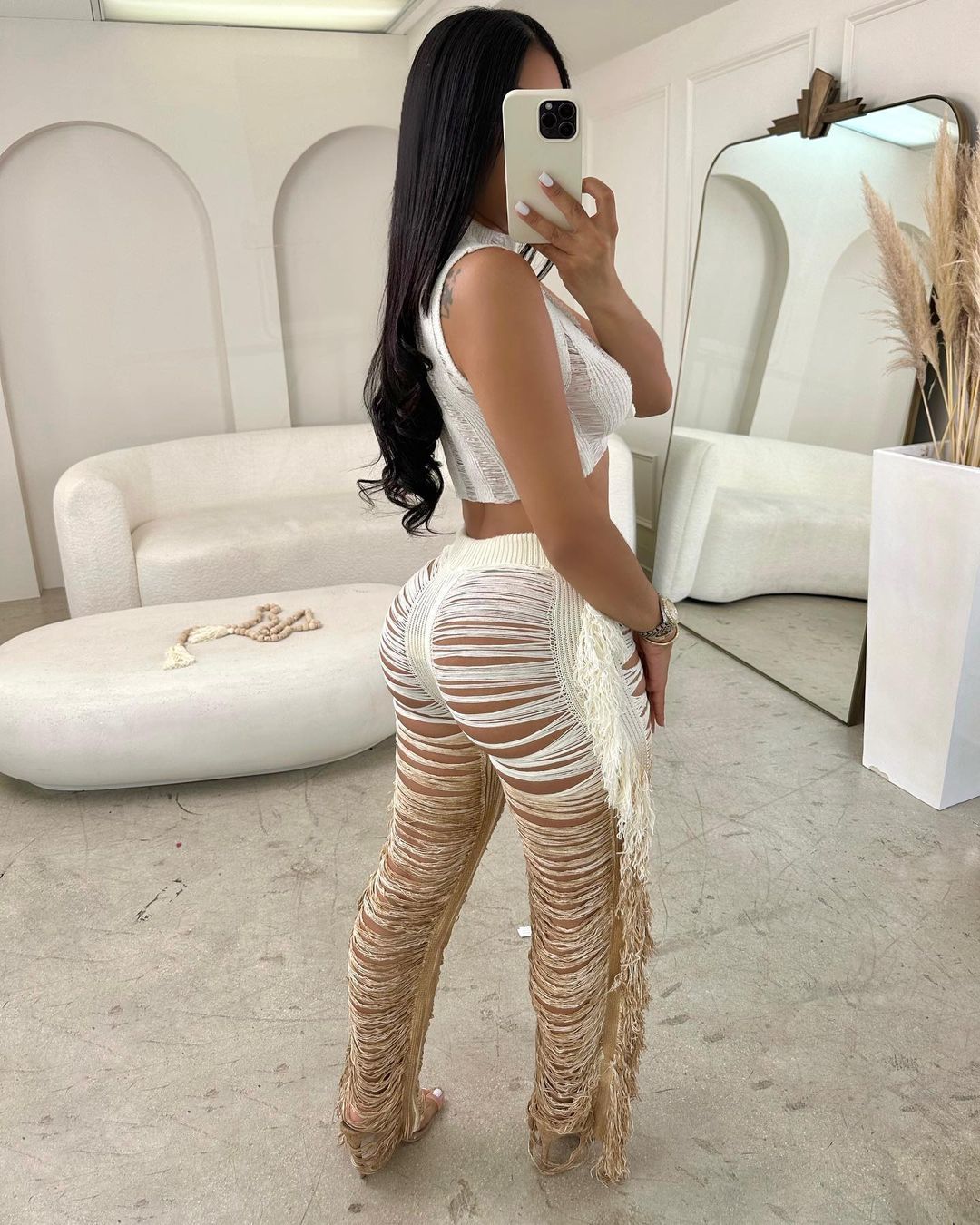 Fringed Hole Vest Trousers Set