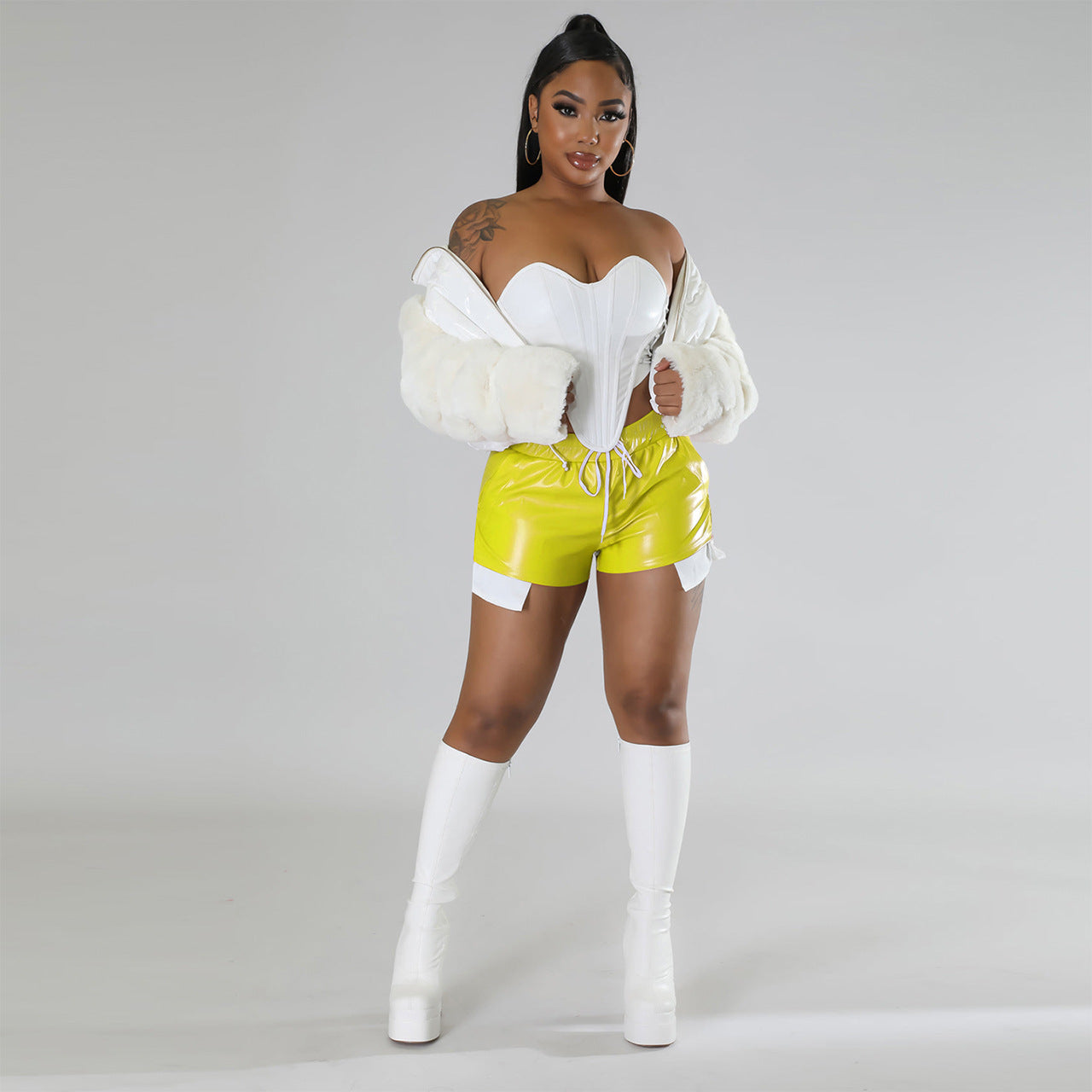 Deep Pocket Strap Leather Shorts