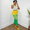 Color Matching Elastic Tight Split Trousers