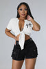Solid Color Lace-up T-shirt
