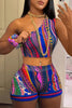 Abstract Printing Sexy Multi-Color 2PC Set