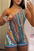 Abstract Printing Oblique Shoulder Jumpsuit