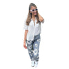 Printed high waisted casual straight jeans