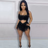 See-through Knitted Hand Crochet Tassel Beach Short Suit