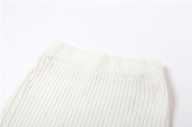 Jacquard Knitted Contrasting Neck Skirt Set