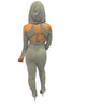 Sexy Lace-up Split Pleated Pants Hooded 2PC SET