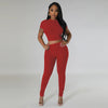 Pit stripe sports round neck tight and navel exposed set