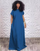 Denim Loose Deep V Open Back Dress