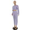 Fashion casual sweatshirt set solid color 2PC set