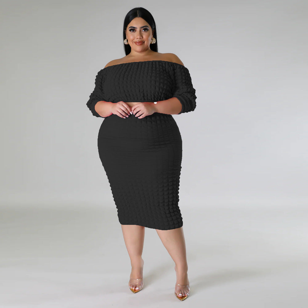 Large One Line Solid Bubbled 2PC Set