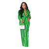 Printed Striped Shirt Outfit Two-Piece 2PC Set