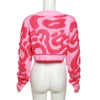Sweet color-block low-cut V-neck button-up high-rise slim-fit knit top