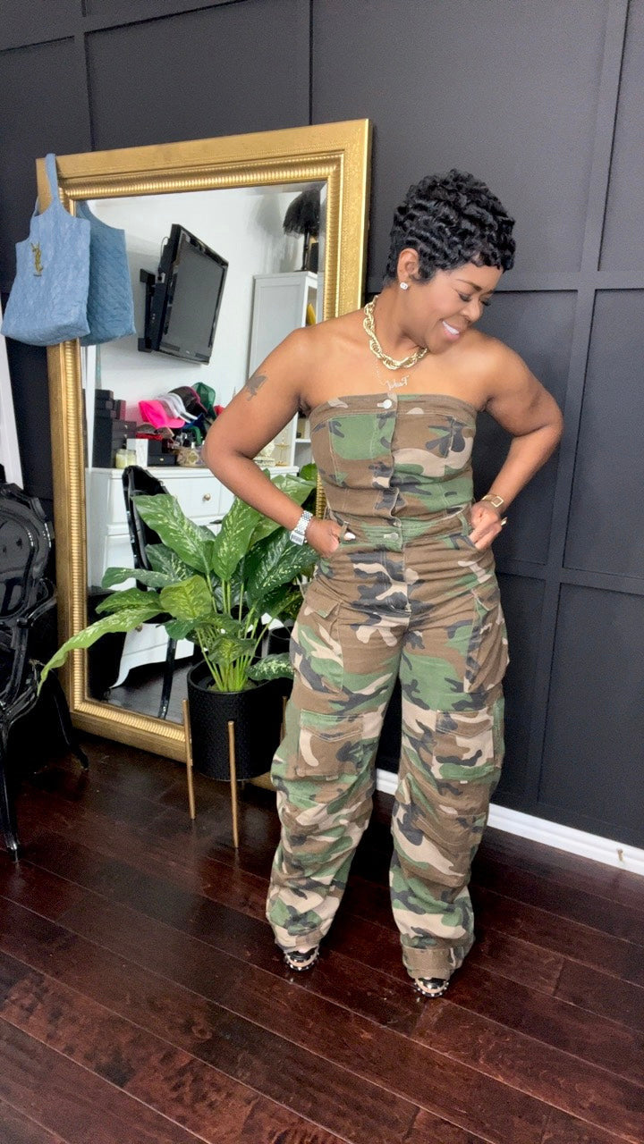 Camo Pocket Casual Jumpsuit