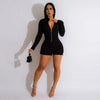 Bubble Zipper Slim Fit Solid Color Long Sleeve Jumpsuit
