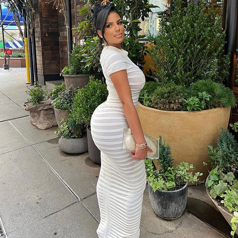 Knitted High Neck High Waist Slim Fit Long Dress