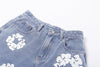Printed high waisted casual straight jeans