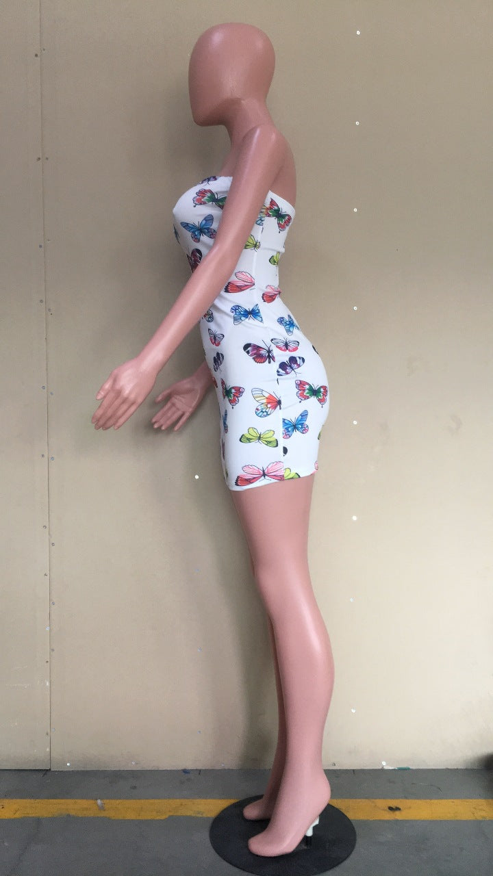 Butterfly Print Sleeveless Dress