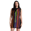 Fringe Sleeveless Slim Fit Panel Knit Dress