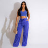 Sleeveless Open Waist Jacket Elastic Waist Wide-leg Pants Suit