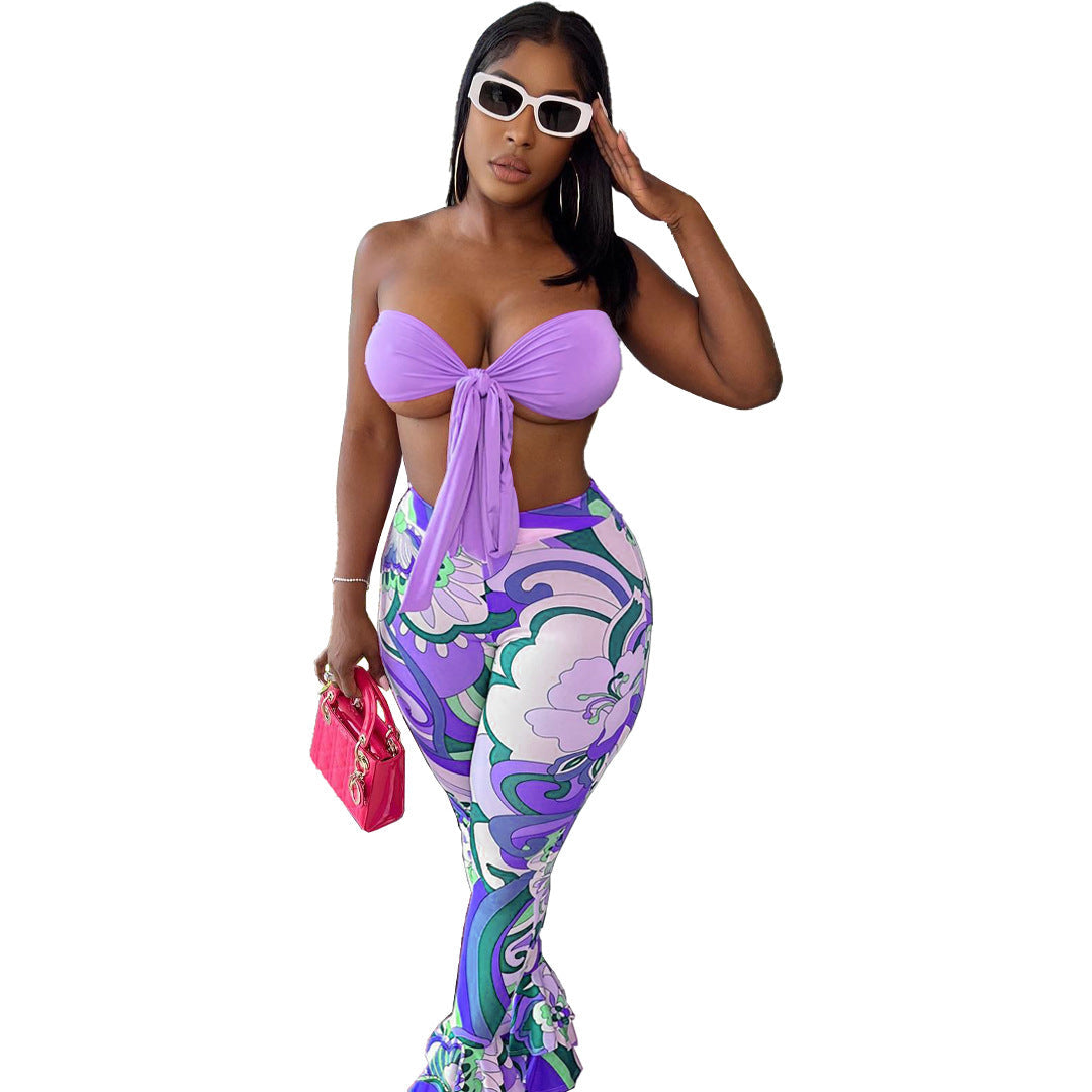 Sexy Lace-up Chest Wrap 2pc
