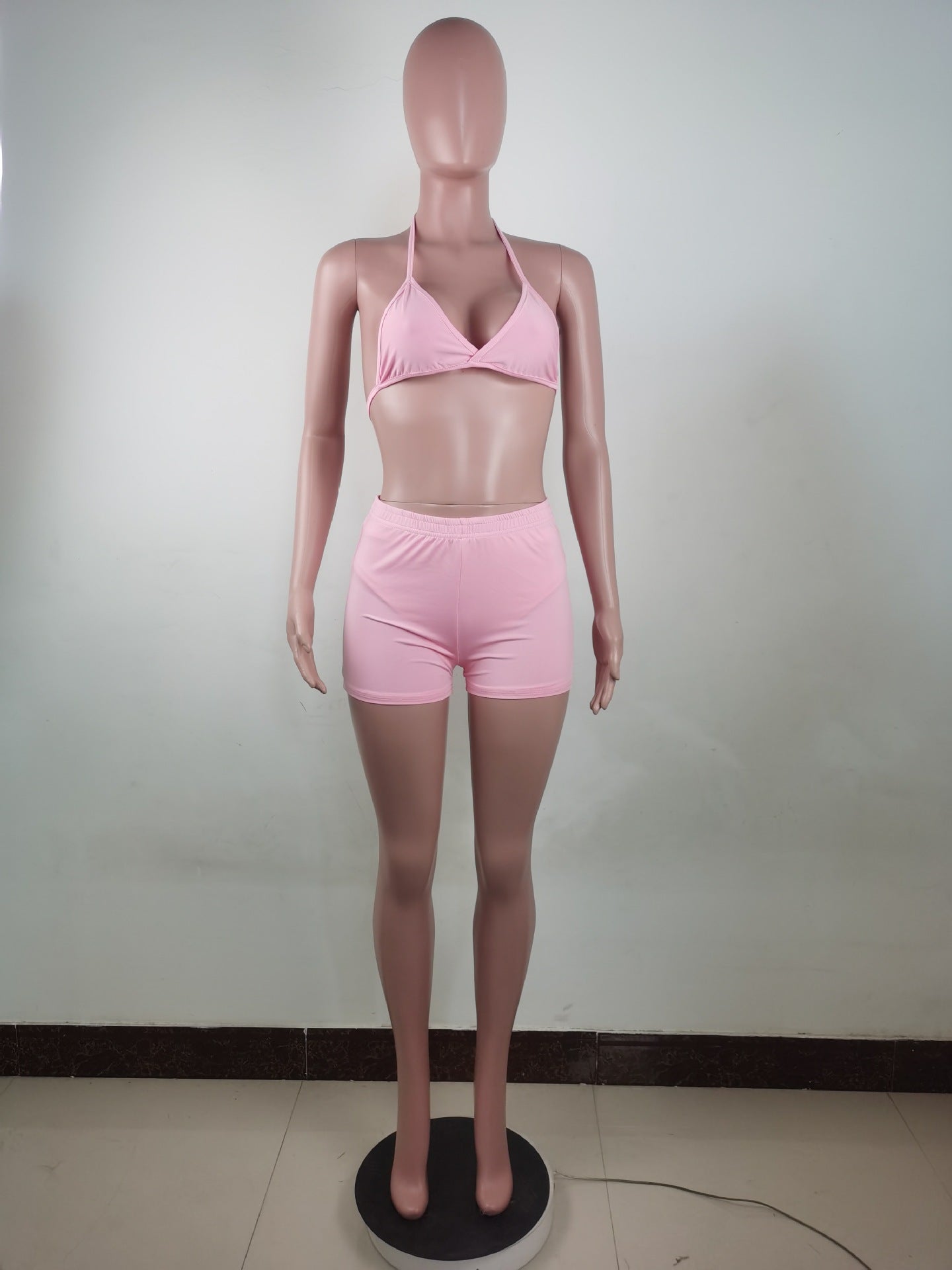 Pure Color Bikini Three-Piece Set 3PC