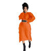 Long tassel edge fur dress