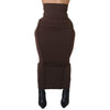 Solid color high waisted elastic waistband patchwork car edge one step skirt long skirt