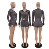Single-Breasted Design Striped Wool Knitting Two-Piece Set