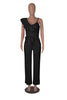 Ruffled Shoulder Sleeveless Waist-deep V Loose Solid Romsuit