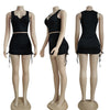 Sleeveless Vest Drawstring Ruffle Skirt Outfit