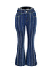 High Elastic Mid Waist Burrs Women's Denim Trousers