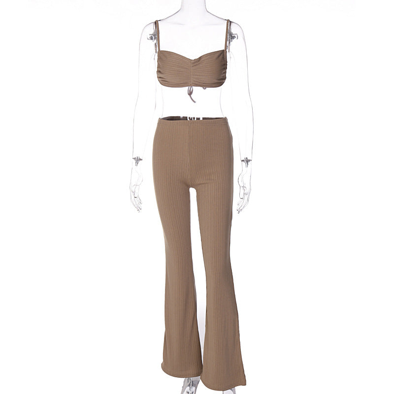 Bra Top & Flare Pants Two-Piece Set