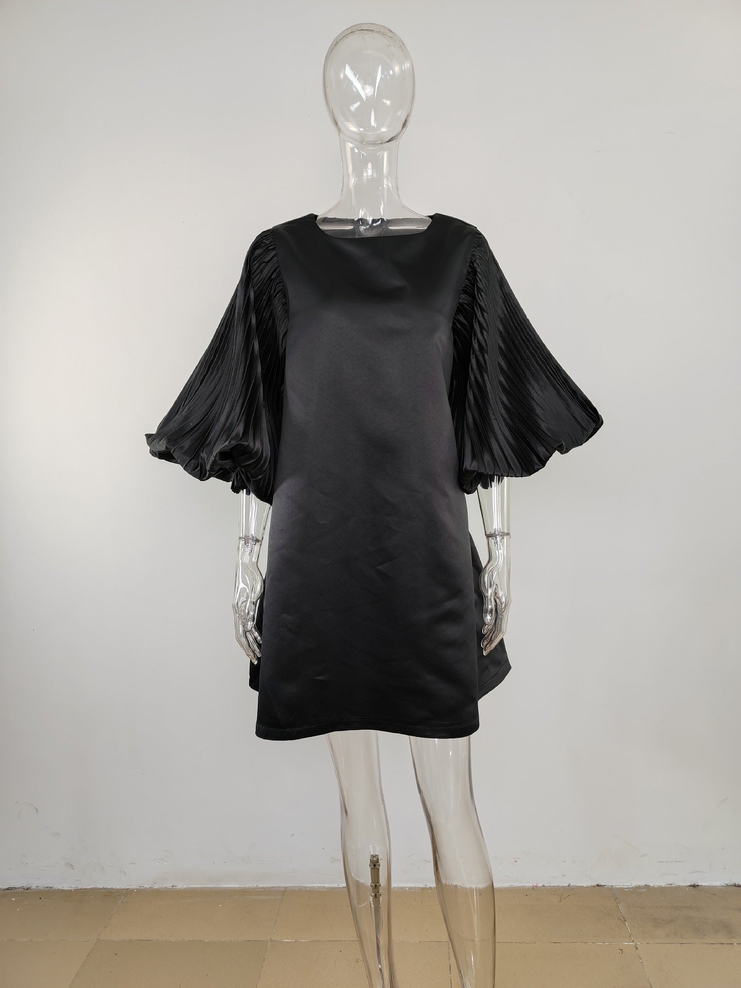 Pleated Lantern Sleeve Doll Dress