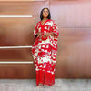 V-neck Fringed Loose Short-sleeved Printed Dress