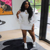 Casual Loose Stitching Mesh Sleeves Solid Color T-shirt Skirt
