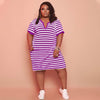 V-neck Striped Loose Dress