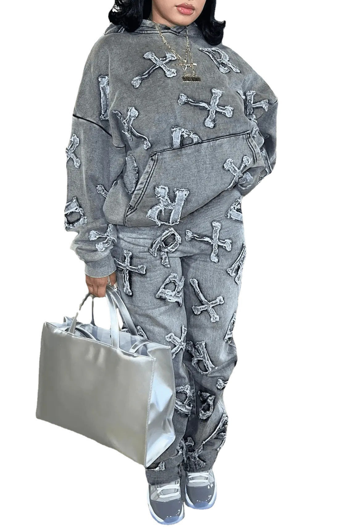 Printed Pocket Long Sleeve Sweater 2PC Set