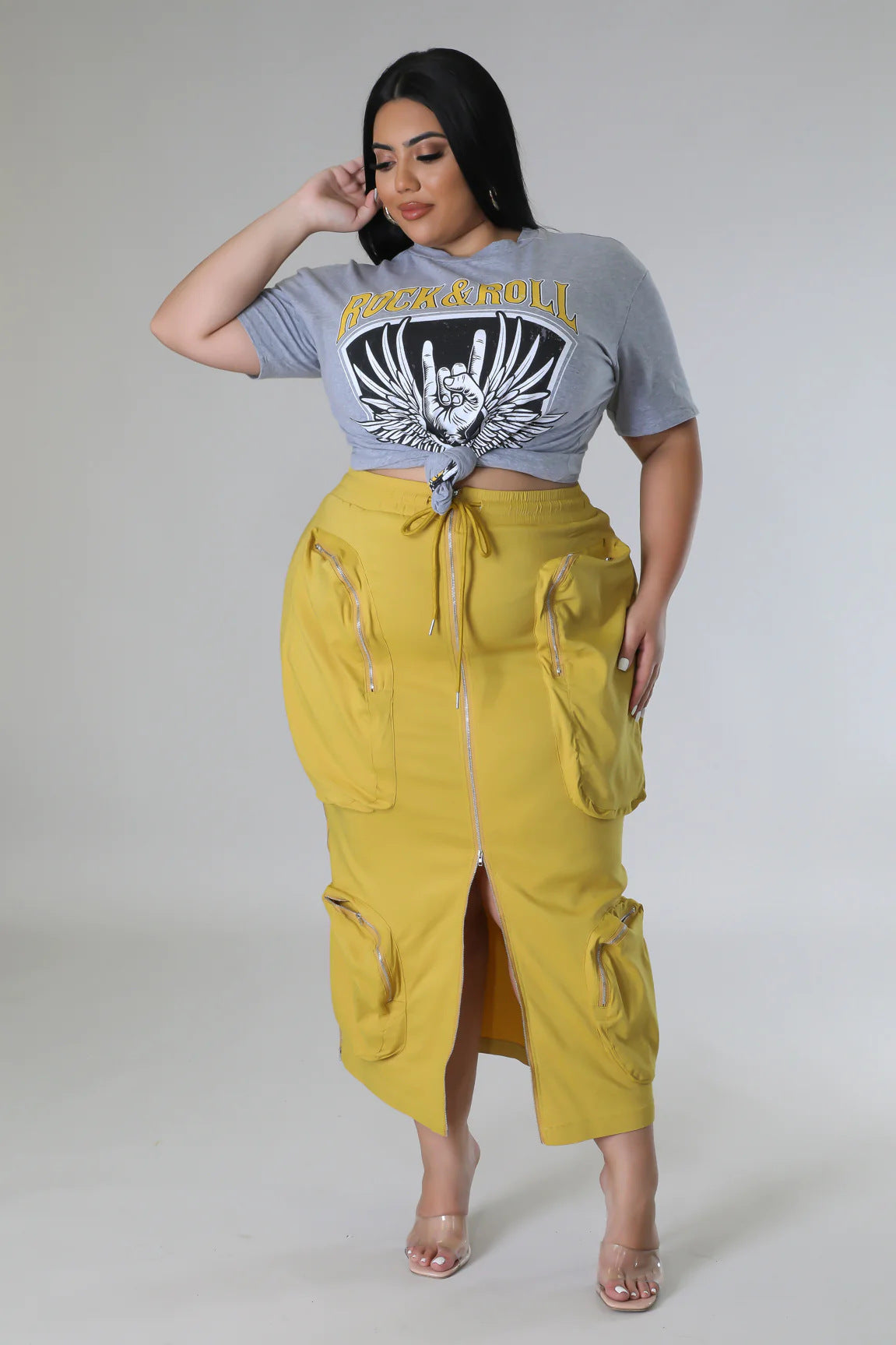 Pocket Workwear Large Lace Up Skirt
