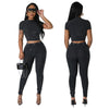 Pit stripe sports round neck tight and navel exposed set