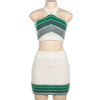 Jacquard Knitted Contrasting Neck Skirt Set